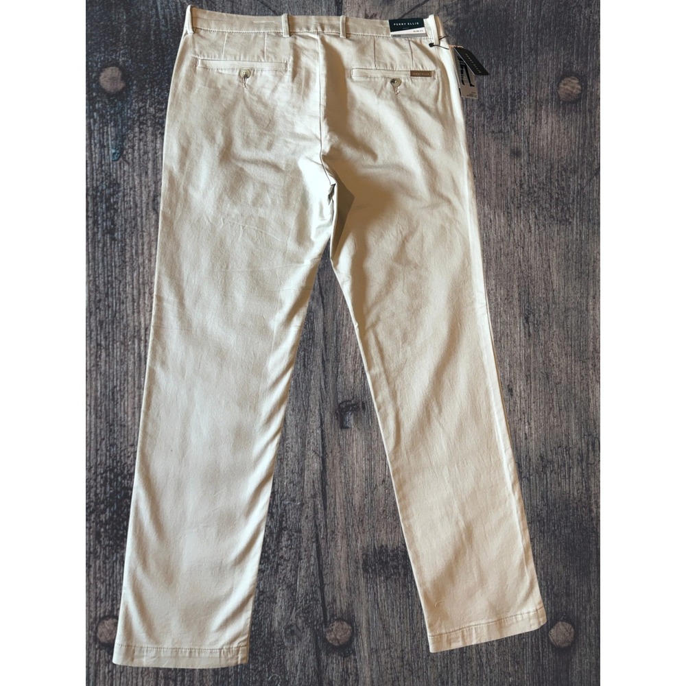 NEW Perry Ellis Anywhere Pants Men's 40x30 Stretch Slim Fit Stone MSRP $89.50 - Picture 2 of 11